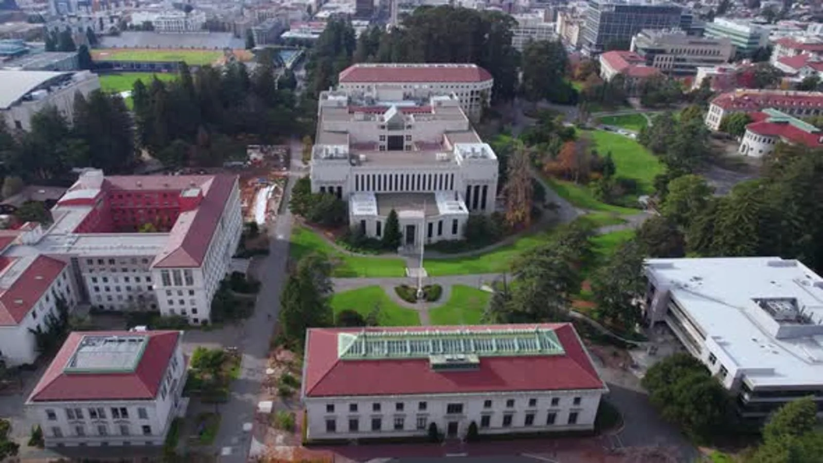 UC Berkeley campus roofs from above